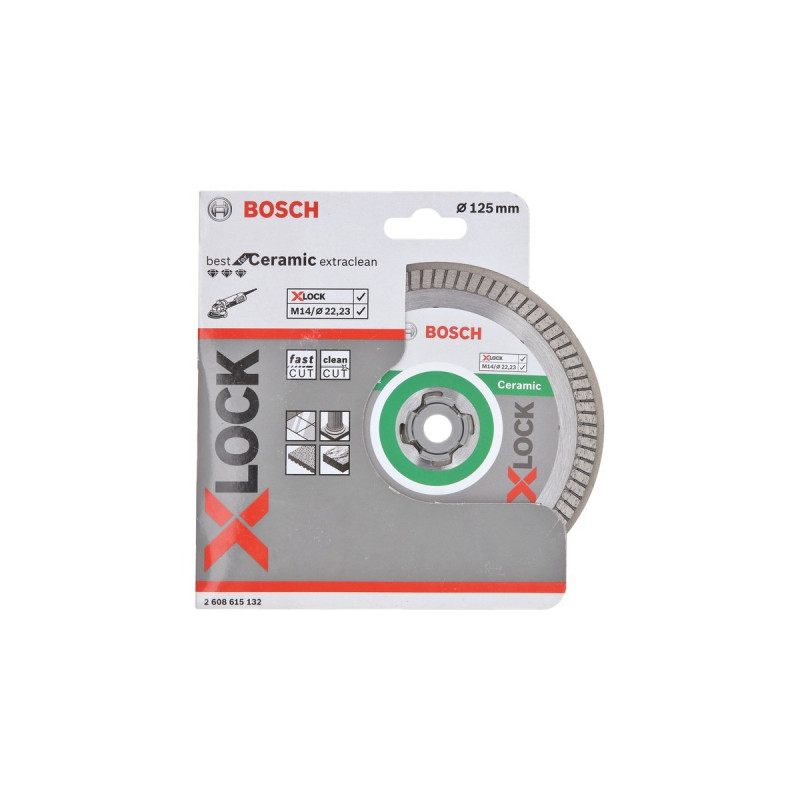 Bosch X-LOCK Diamanttrennscheibe Best for Ceramic Extra Clean Turbo, Ø 125mm(Bohrung 22,23mm)