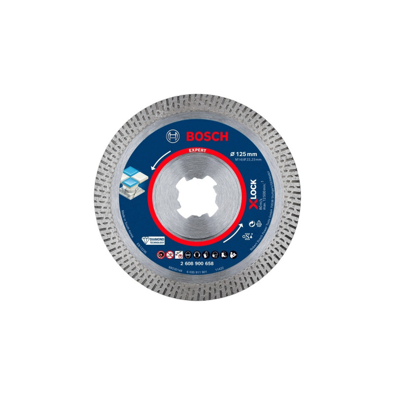 Bosch X-LOCK Diamanttrennscheibe Expert HardCeramic, Ø 125mm(Bohrung 22,23mm)