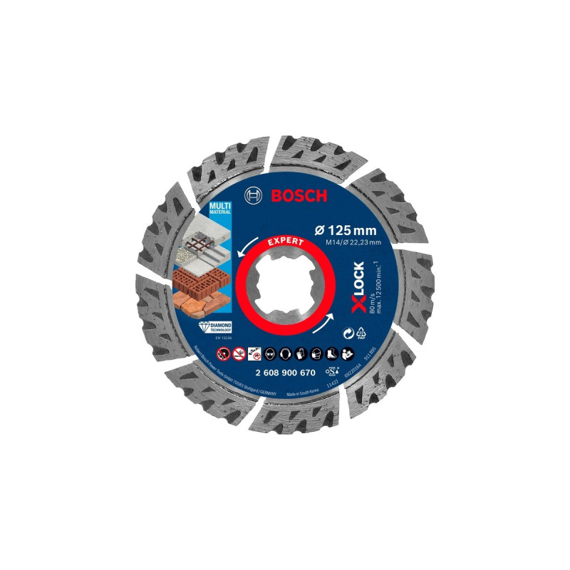 Bosch X-LOCK Diamanttrennscheibe Expert MultiMaterial, Ø 125mm(Bohrung 22,23mm)