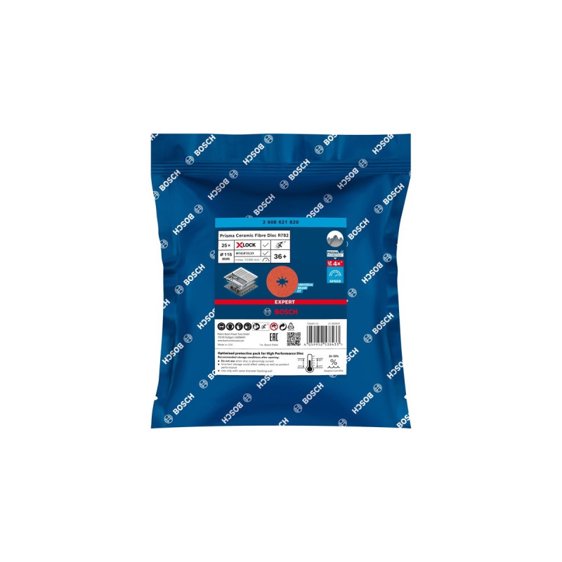Bosch X-LOCK Expert R782 Prisma Ceramic Fiberschleifscheibe, Ø 115mm, K36(25 Stück, Bohrung 22,23mm)