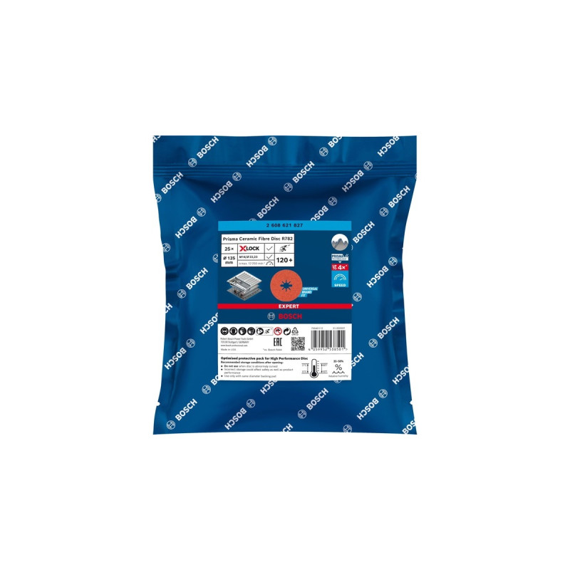 Bosch X-LOCK Expert R782 Prisma Ceramic Fiberschleifscheibe, Ø 125mm, K120(25 Stück, Bohrung 22,23mm)