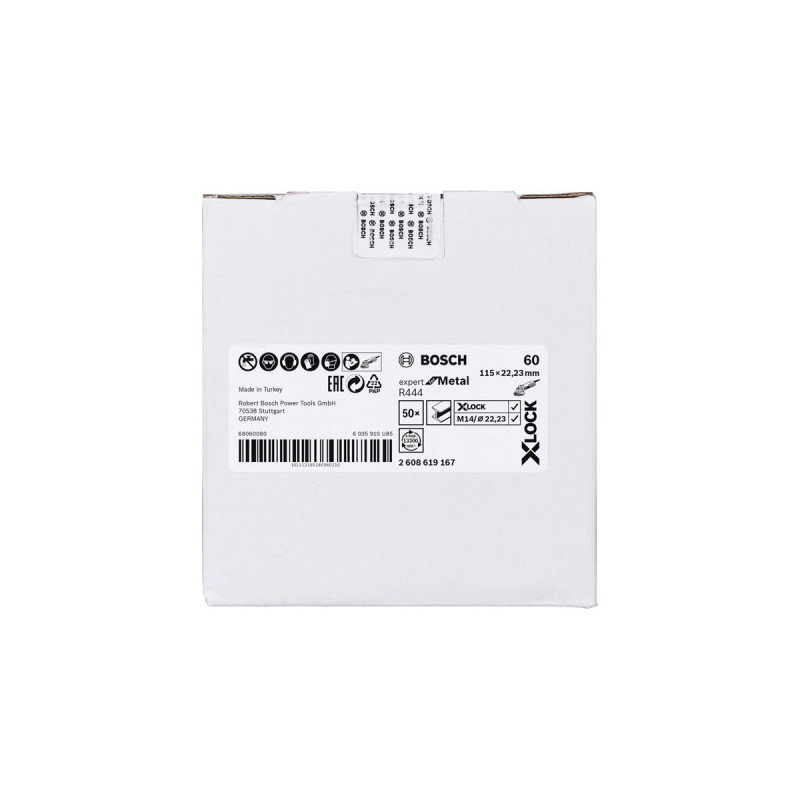 Bosch X-LOCK Fiberschleifscheibe R444 Expert for Metal, Ø 115mm, K60(Bohrung 22,23mm)