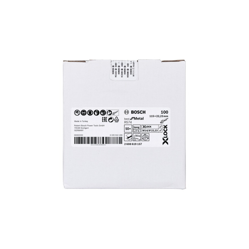 Bosch X-LOCK Fiberschleifscheibe R574 Best for Metal, Ø 115mm, K100(Bohrung 22,23mm)