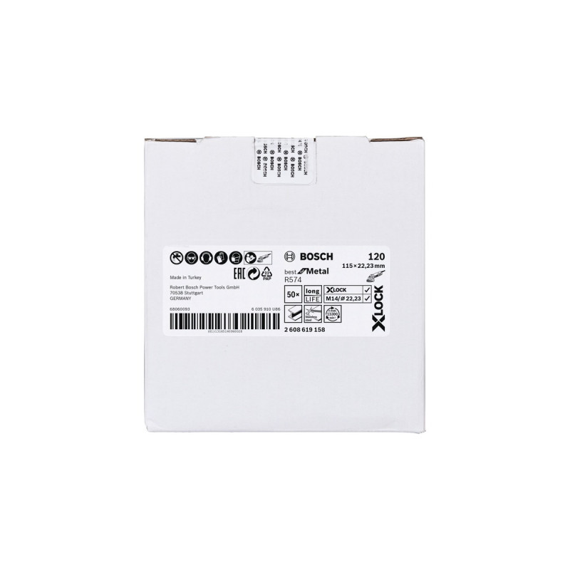 Bosch X-LOCK Fiberschleifscheibe R574 Best for Metal, Ø 115mm, K120(Bohrung 22,23mm)