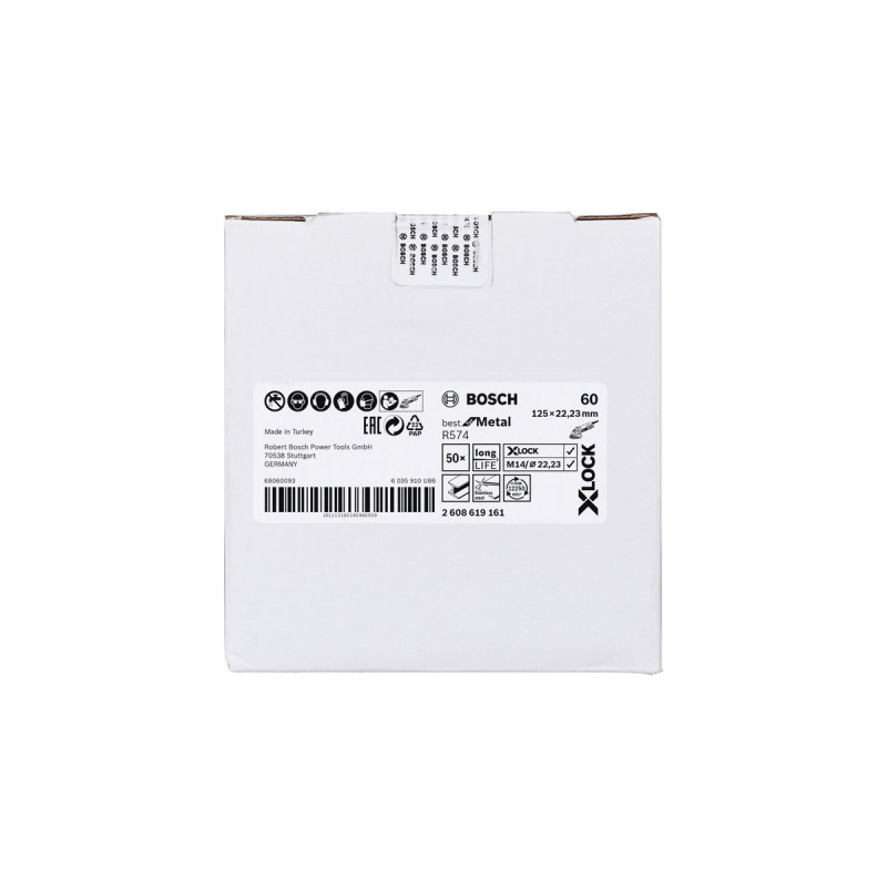 Bosch X-LOCK Fiberschleifscheibe R574 Best for Metal, Ø 125mm, K60(Bohrung 22,23mm)