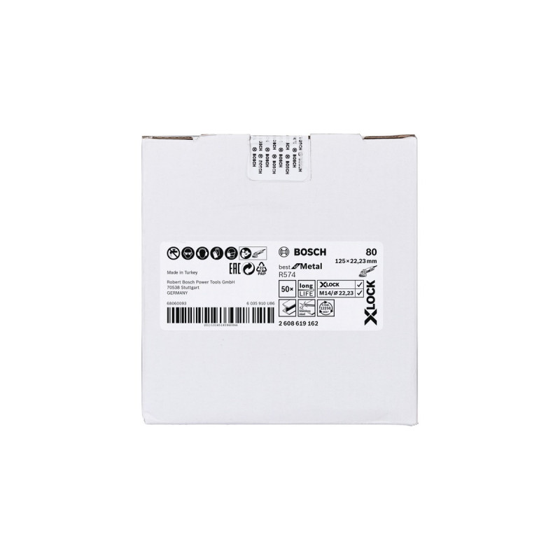 Bosch X-LOCK Fiberschleifscheibe R574 Best for Metal, Ø 125mm, K80(Bohrung 22,23mm)