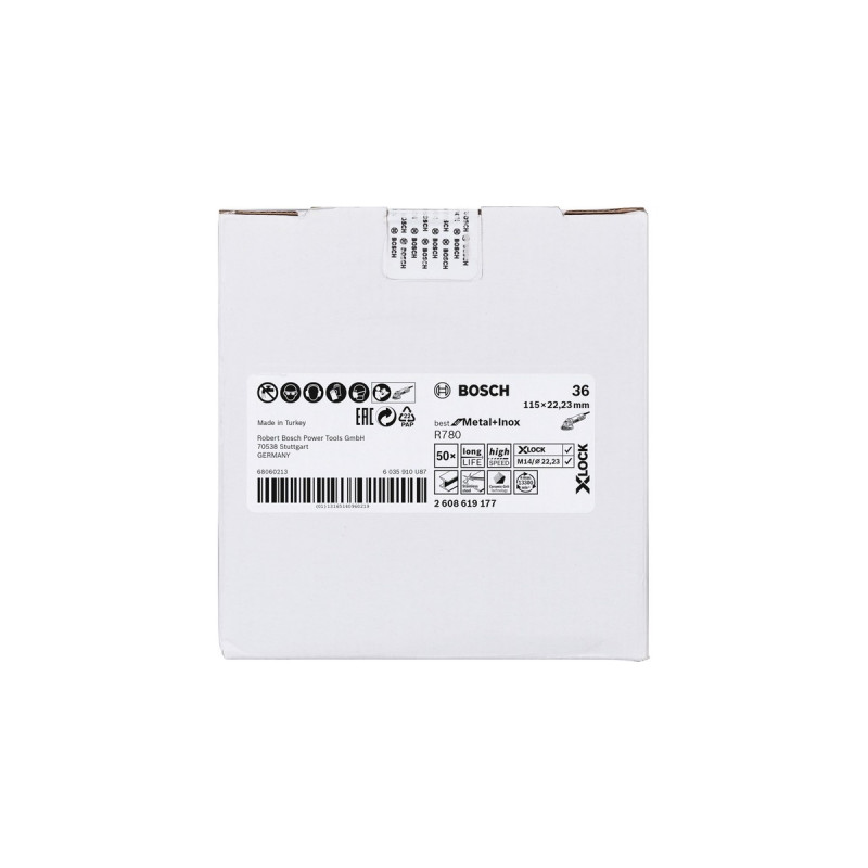Bosch X-LOCK Fiberschleifscheibe R780 Best for Metal and Inox, Ø 115mm, K36(Bohrung 22,23mm)