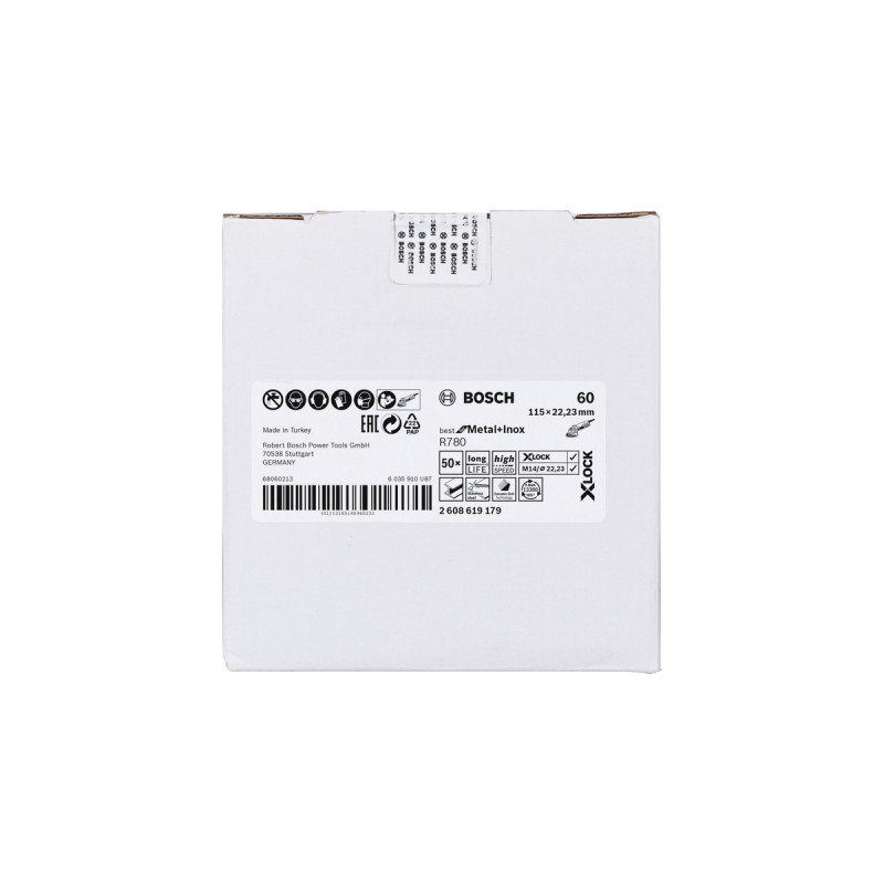 Bosch X-LOCK Fiberschleifscheibe R780 Best for Metal and Inox, Ø 115mm, K60(Bohrung 22,23mm)