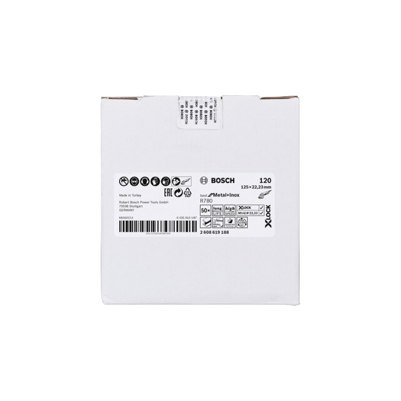 Bosch X-LOCK Fiberschleifscheibe R780 Best for Metal and Inox, Ø 125mm, K120(Bohrung 22,23mm)