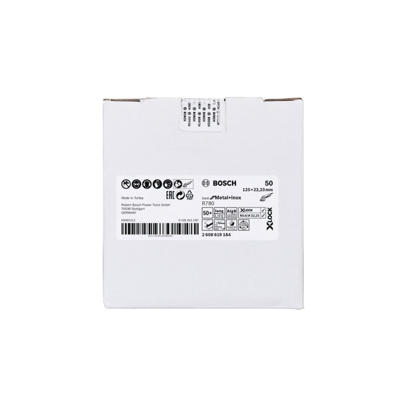 Bosch X-LOCK Fiberschleifscheibe R780 Best for Metal and Inox, Ø 125mm, K50(Bohrung 22,23mm)