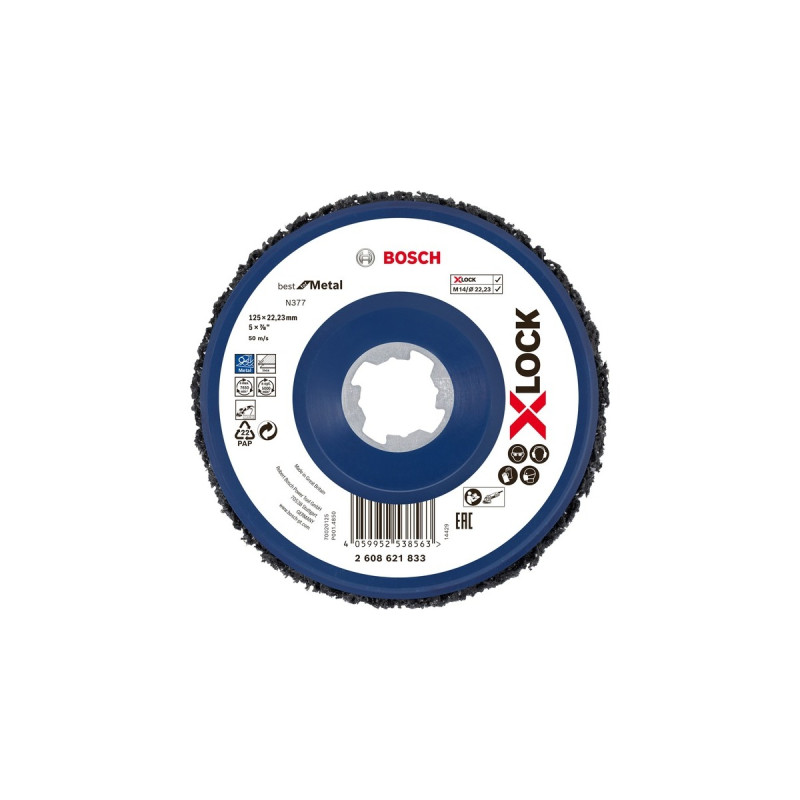 Bosch X-LOCK Grobreinigungsscheibe N377 Best for Metal, Ø 125mm, Schleifscheibe(Bohrung 22,23mm)