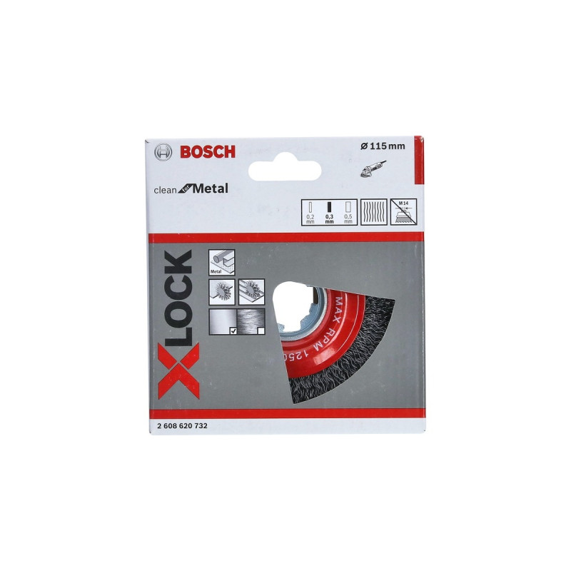 Bosch X-LOCK Scheibenbürste Clean for Metal, Ø 115mm, gewellt(0,3mm Stahldraht, für X-LOCK Winkelschleifer)