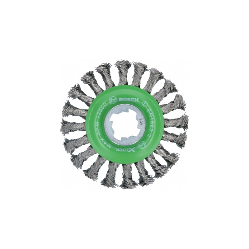 Bosch X-LOCK Scheibenbürste Heavy for Inox, Ø 115mm, gezopft(0,5mm Edelstahldraht, für X-LOCK Winkelschleifer)
