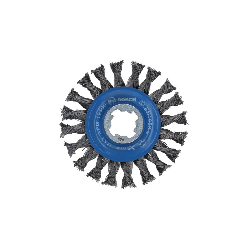 Bosch X-LOCK Scheibenbürste Heavy for Metal, Ø 115mm, gezopft(0,5mm Stahldraht, für X-LOCK Winkelschleifer)