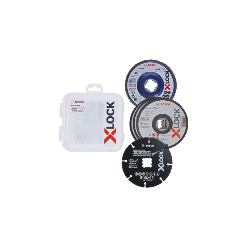 Bosch X-LOCK Trenn- und Fächerschleifscheiben-Set 125mm, CMW, Trennscheibe(5-teilig)