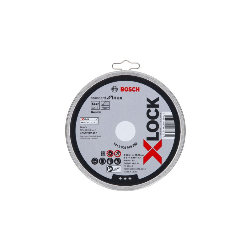 Bosch X-LOCK Trennscheibe Standard for Inox - Rapido, Ø 125mm(Bohrung 22,23mm, WA 60 T BF, gerade)