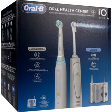 Braun Oral-B Center OxyJet Reinigungssystem - Munddusche + Oral-B iO4, Mundpflege(weiß)