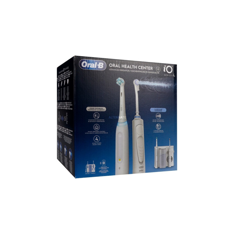 Braun Oral-B Center OxyJet Reinigungssystem - Munddusche + Oral-B iO4, Mundpflege(weiß)