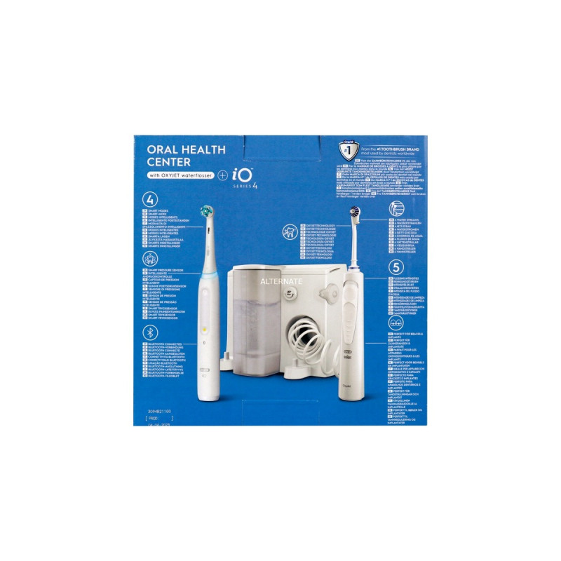 Braun Oral-B Center OxyJet Reinigungssystem - Munddusche + Oral-B iO4, Mundpflege(weiß)