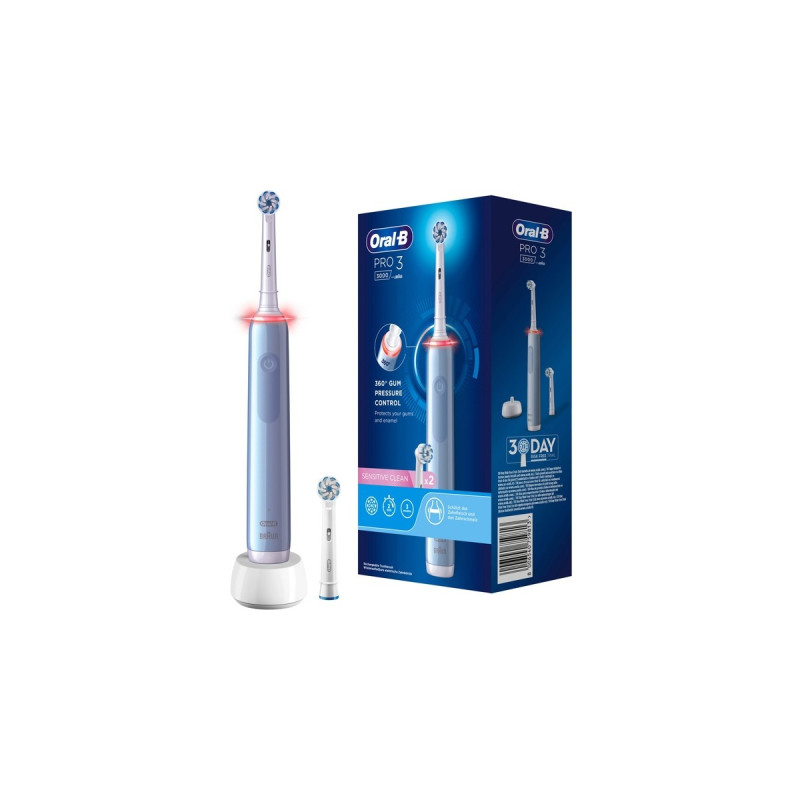 Braun Oral-B Pro 3 3000 Sensitive Clean, Elektrische Zahnbürste(hellblau/weiß)