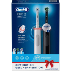 Braun Oral-B Pro 3 3900 Geschenk Edition, Elektrische Zahnbürste(weiß/schwarz, inkl. 2. Handstück)