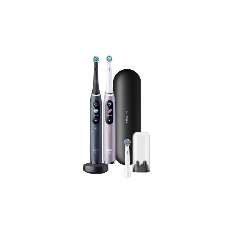 Braun Oral-B iO Series 9, Elektrische Zahnbürste(schwarz/rosé, Black Onyx/Rose Quartz mit 2. Handstück)
