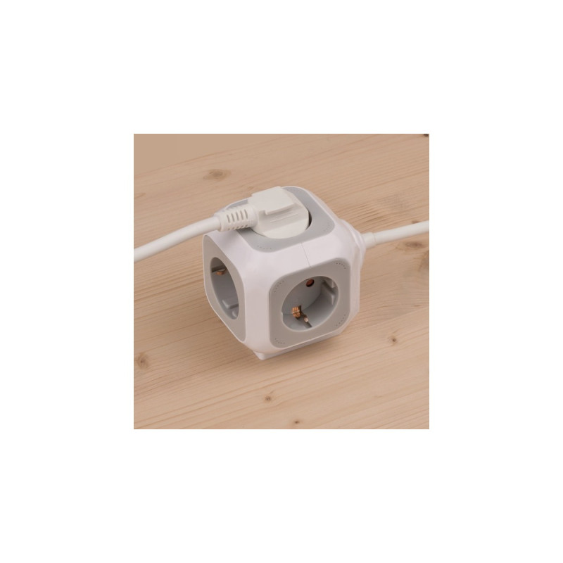 Brennenstuhl ALEA-Power 4-fach Steckdosenwürfel, Steckdosenleiste(hellgrau/weiß, 1,4 Meter)