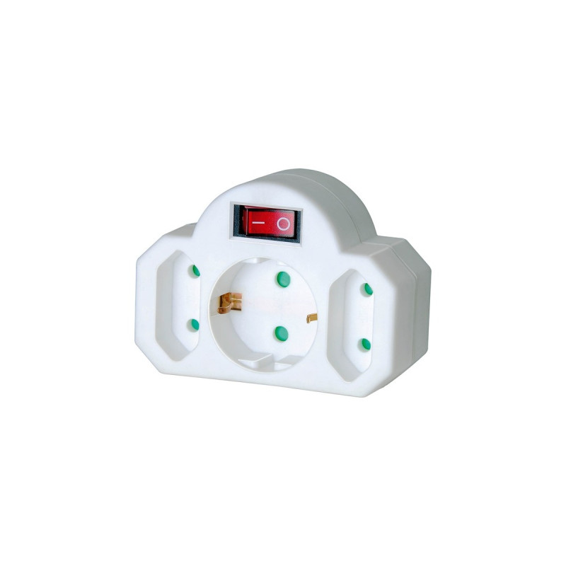 Brennenstuhl Adapterstecker Euro 2+Schutzkontakt 1 mit Schalter, Steckdosenadapter(weiß)