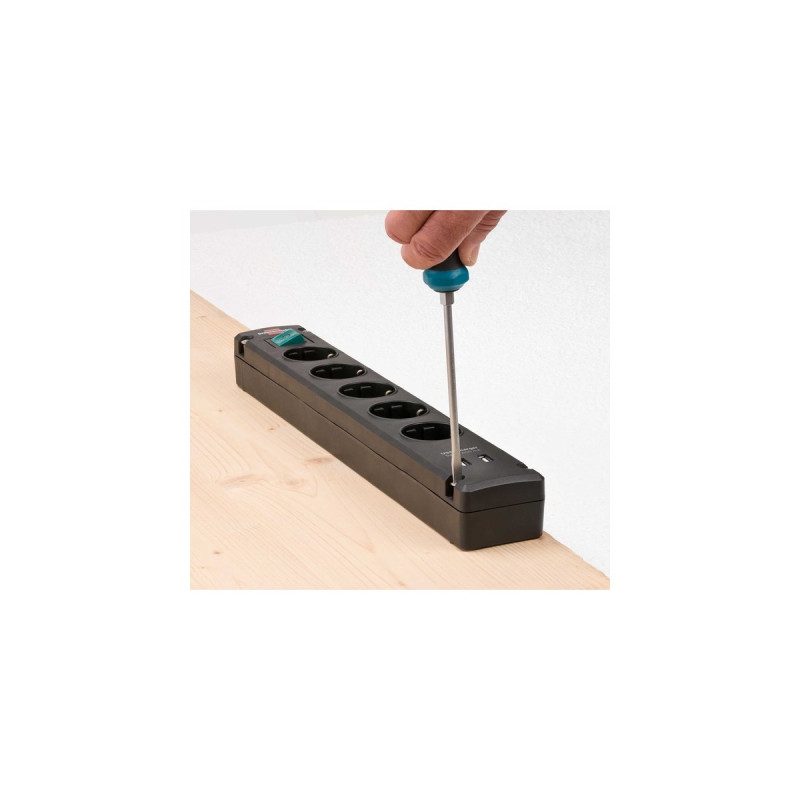 Brennenstuhl Bremounta Steckdosenleiste 5-fach(schwarz, 3 Meter, 2x USB-A)