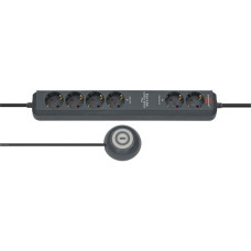 Brennenstuhl Eco-Line Comfort Switch Plus Steckdosenleiste 6-fach(anthrazit, 1,5 Meter Stromkabel und 1,5 Meter Schalterkabel)