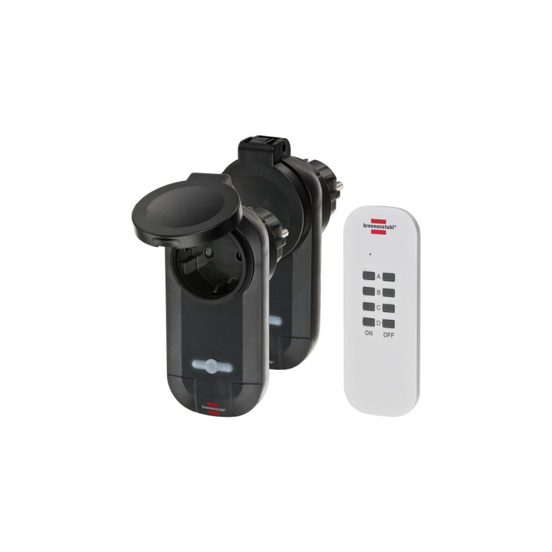 Brennenstuhl Funkschalt-Set RC CE1 0201(schwarz/weiß, zwei Schaltsteckdosen, eine Fernbedienung)