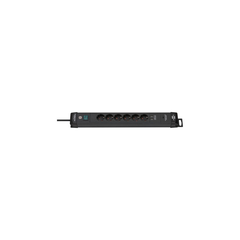 Brennenstuhl Premium-Line Steckdosenleiste 6-fach(schwarz, 3 Meter, 2x USB-A, 1x USB-C Power Delivery)