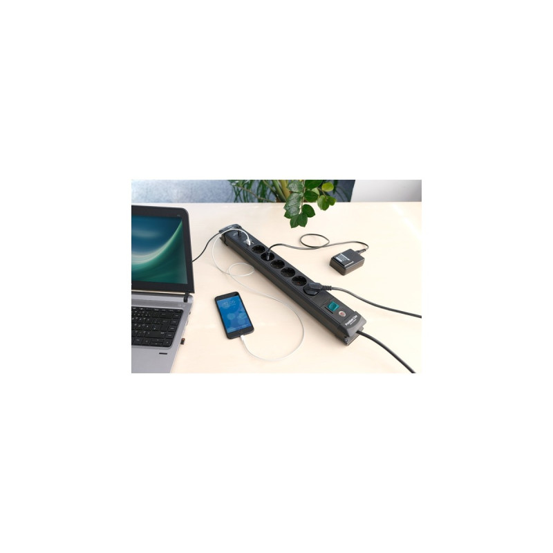 Brennenstuhl Premium-Line Steckdosenleiste 6-fach(schwarz, 3 Meter, 2x USB-A, 1x USB-C Power Delivery)