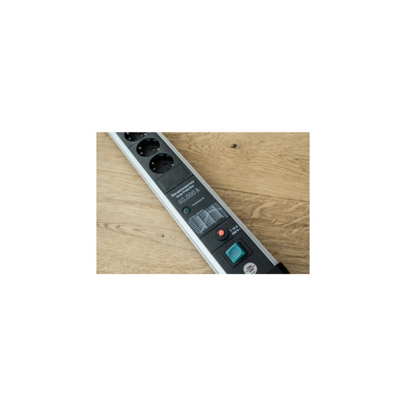 Brennenstuhl Premium-Protect-Line Steckdosenleiste 8-fach(schwarz/aluminium, 3 Meter, 60.000A Überspannungsschutz)
