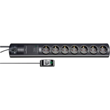 Brennenstuhl Primera-Tec Steckdosenleiste Comfort Switch Plus 7-fach(schwarz, 2 Meter, 19.500A Überspannungsschutz, externer Schalter)