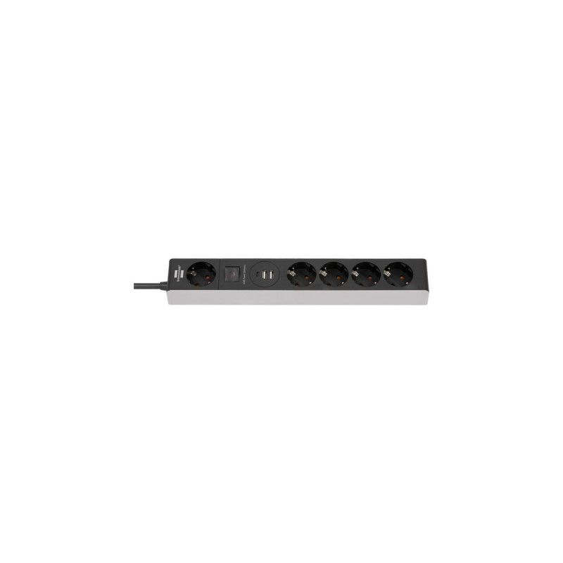 Brennenstuhl Steckdosenleiste 5-fach(grau/schwarz, 1,5 Meter, 2x USB-A, 1x USB-C Power Delivery)
