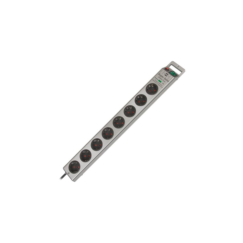 Brennenstuhl Super-Solid Steckdosenleiste 8-fach(silber, 2,5 Meter, 13.500A Überspannungsschutz)