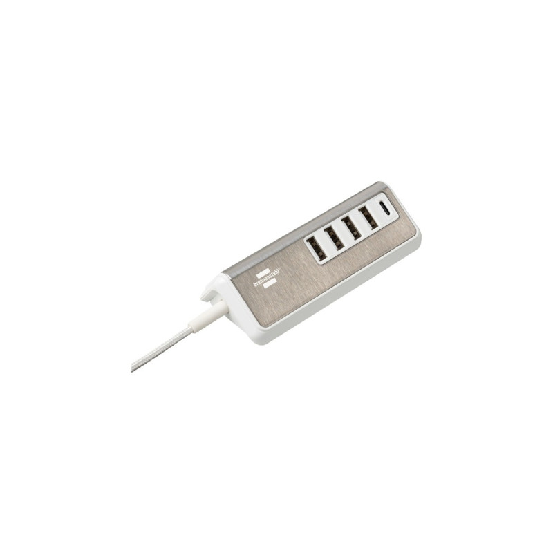 Brennenstuhl estilo USB-Multiladegerät(weiß/edelstahl, 5x USB, PD 20 Watt)