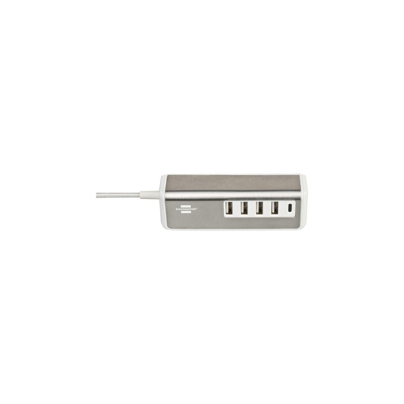 Brennenstuhl estilo USB-Multiladegerät(weiß/edelstahl, 5x USB, PD 20 Watt)