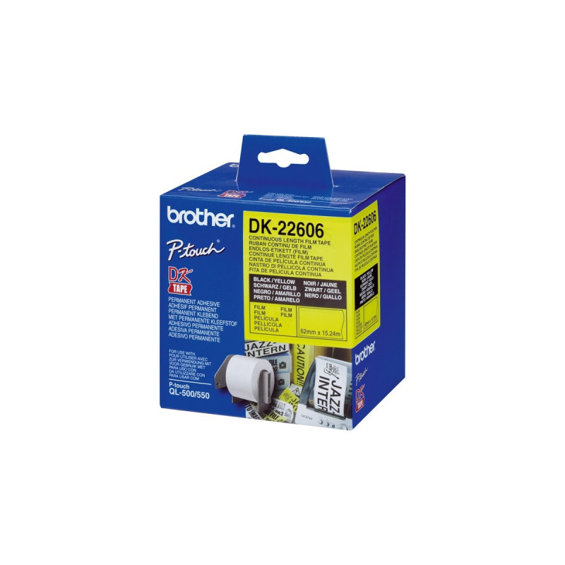 Brother Endlos-Etikett (Film) DK-22606, Schriftband(Gelb)