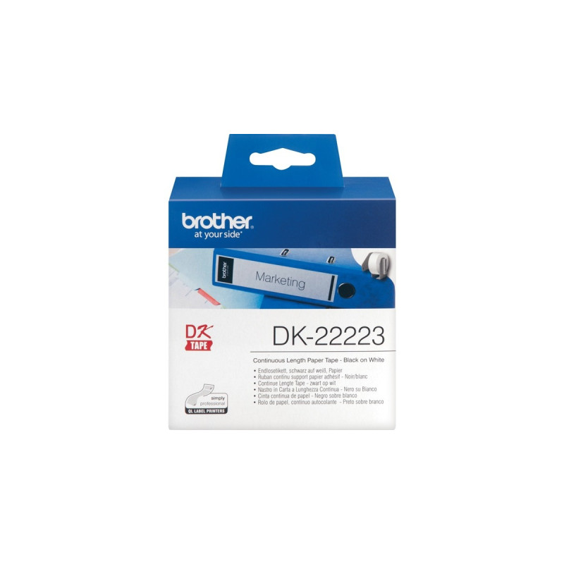 Brother Endlos-Etikettenrolle DK-22223, Schriftband(50 mm x 30,48 Meter, weiß)