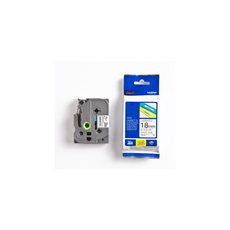 Brother Schriftband TZe-241(weiß, 18 mm, Schwarz auf Weiß, Retail)