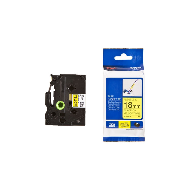 Brother Schriftband TZe-FX641(18 mm, schwarz auf gelb)