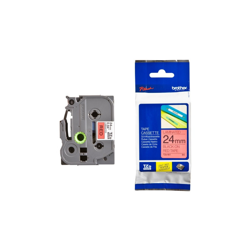 Brother TZe-451, Schriftband(24 mm, Schwarz auf Rot)