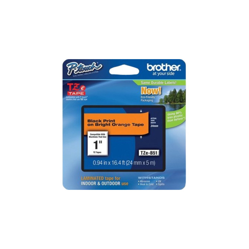 Brother TZe-B51, Schriftband(24 mm, Schwarz auf Signal-Orange)