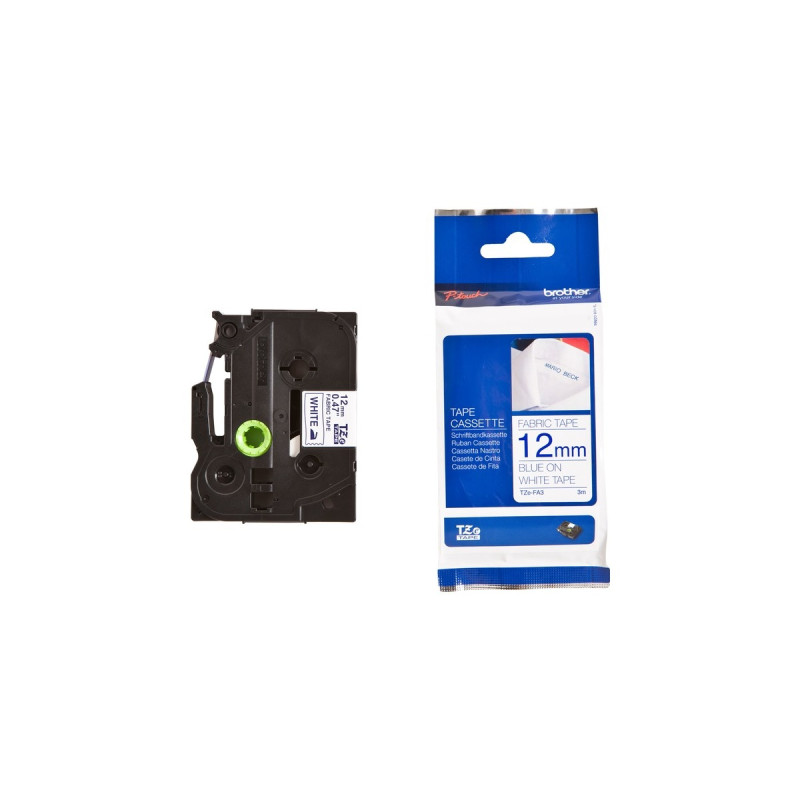 Brother TZe-FA3, Schriftband(12 mm, Blau auf Weiß)