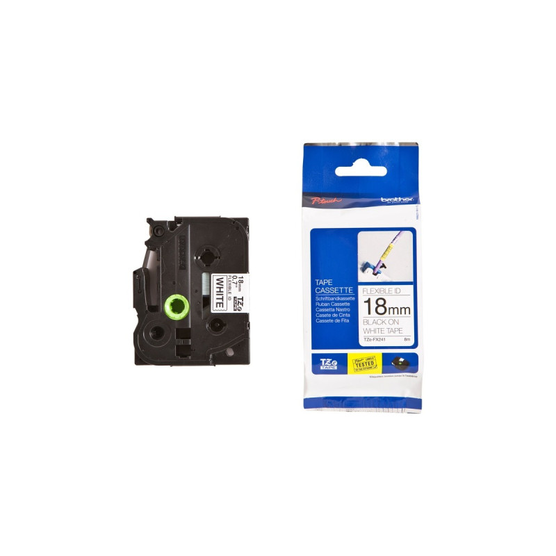 Brother TZe-FX241, Schriftband(18 mm, Schwarz auf Weiß)