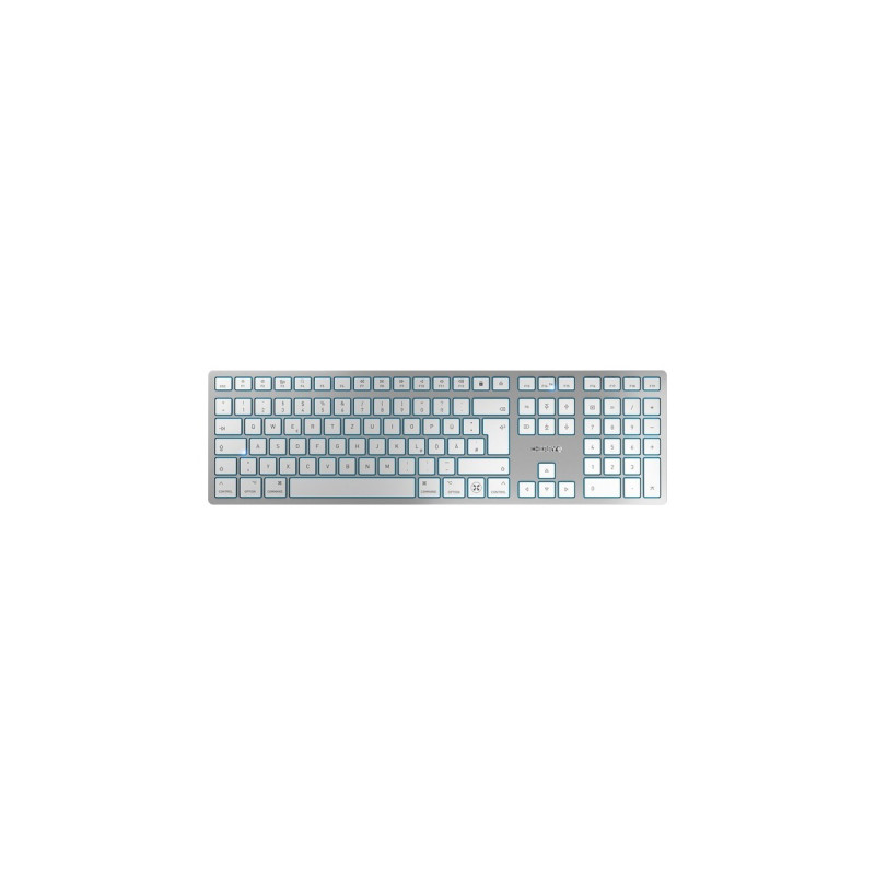 CHERRY KW 9100 SLIM FOR MAC + McAfee Bundle, Tastatur(silber/weiß, DE-Layout, SX-Scherentechnologie)