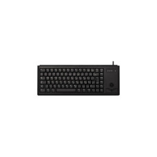 CHERRY Slim Line G84-4400, Tastatur(schwarz, DE-Layout, Cherry Mechanisch, integr. Trackball)