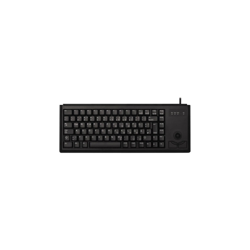 CHERRY Slim Line G84-4400, Tastatur(schwarz, DE-Layout, Cherry Mechanisch, integr. Trackball)